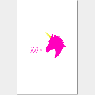 100 = Unicorn Pink Posters and Art